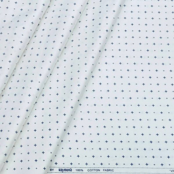 Shirt Fabric Raymond 100% Cotton Printed Colour Dark Blue N White