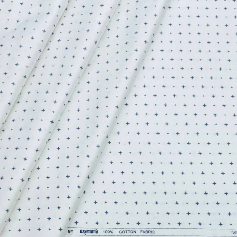 Shirt Fabric Raymond 100% Cotton Printed Colour Dark Blue N White