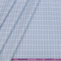 Shirt Fabric Raymond 100% Cotton Check Colour Light Green N Sky Blue