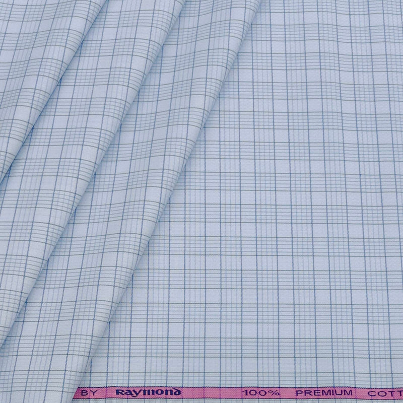 Shirt Fabric Raymond 100% Cotton Check Colour Light Green N Sky Blue