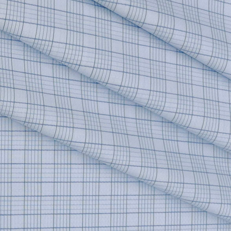 Shirt Fabric Raymond 100% Cotton Check Colour Light Green N Sky Blue