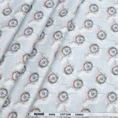 Shirt Fabric Raymond 100% Cotton Printed Colour Light Grey N Off White