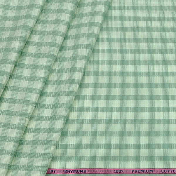 Shirt Fabric Raymond 100% Cotton Check Colour Fern Green