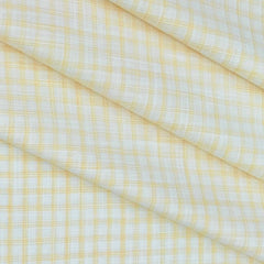 Shirt Fabric Raymond 100% Cotton Check Colour Light Yellow N Off White