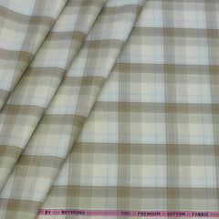 Shirt Fabric Raymond 100% Cotton Broad Check Colour Beige, Light Brown N Off White