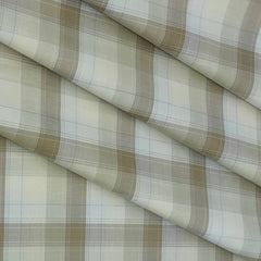 Shirt Fabric Raymond 100% Cotton Broad Check Colour Beige, Light Brown N Off White