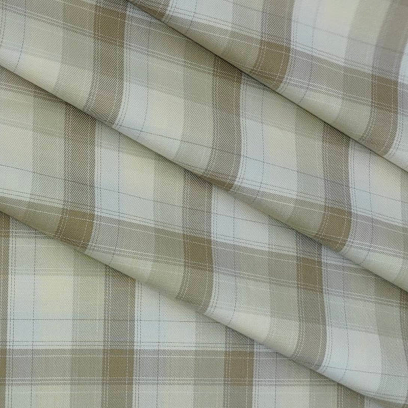 Shirt Fabric Raymond 100% Cotton Broad Check Colour Beige, Light Brown N Off White