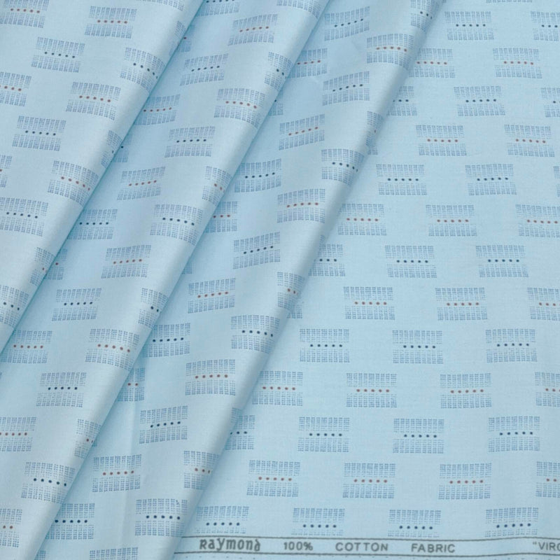 Shirt Fabric Raymond 100% Cotton Printed Colour Arctic Blue