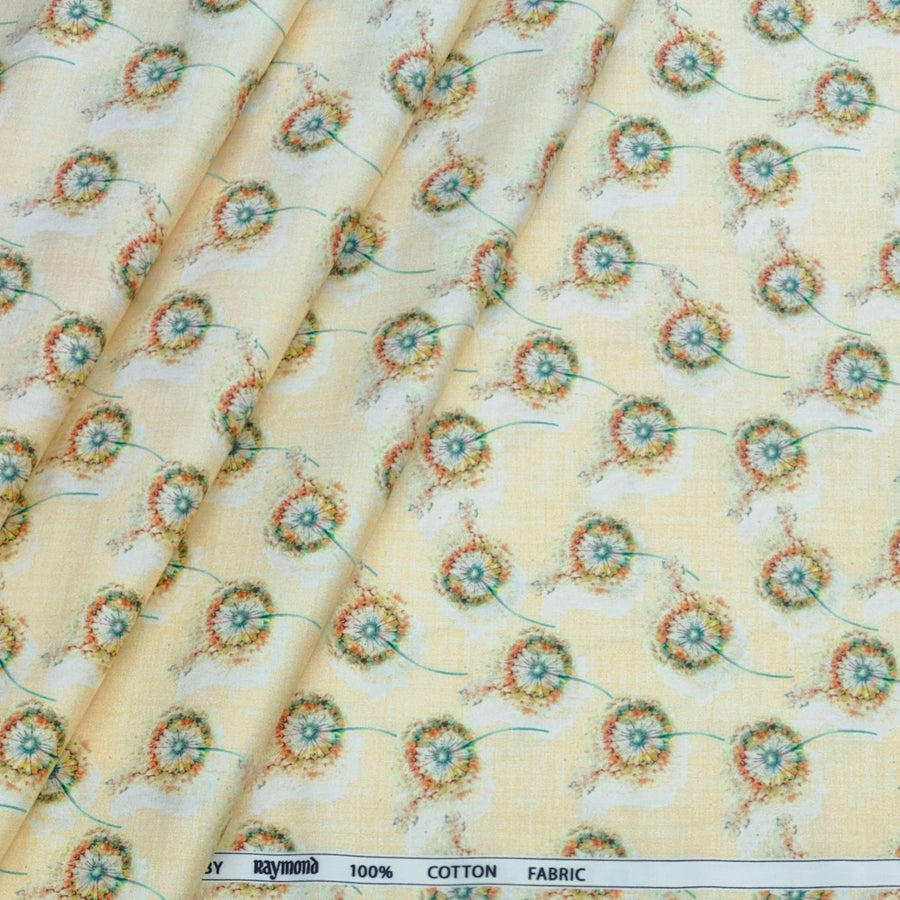 Shirt Fabric Raymond 100% Cotton Printed Colour Beige Cream