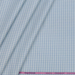 Shirt Fabric Raymond 100% Cotton Check Colour Sky Blue