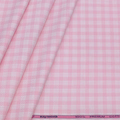 Shirt Fabric Raymond 100% Cotton Check Colour Pink N White
