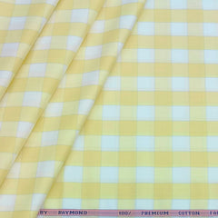 Shirt Fabric Raymond 100% Cotton Check Colour Butter Yellow N Off White