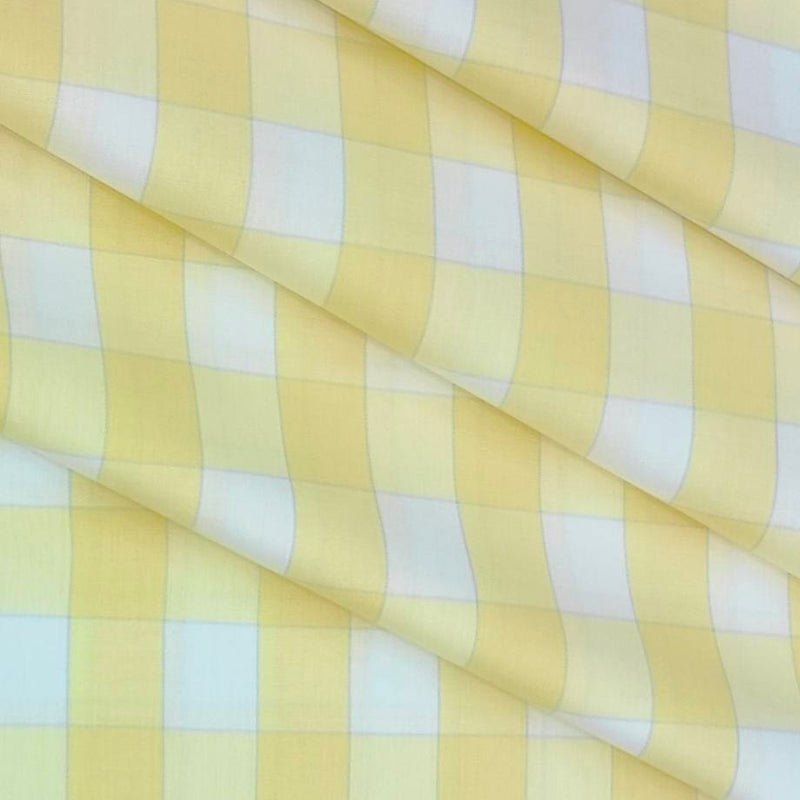 Shirt Fabric Raymond 100% Cotton Check Colour Butter Yellow N Off White
