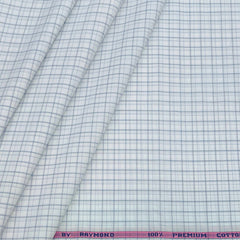 Shirt Fabric Raymond 100% Cotton Check Colour Blue N White