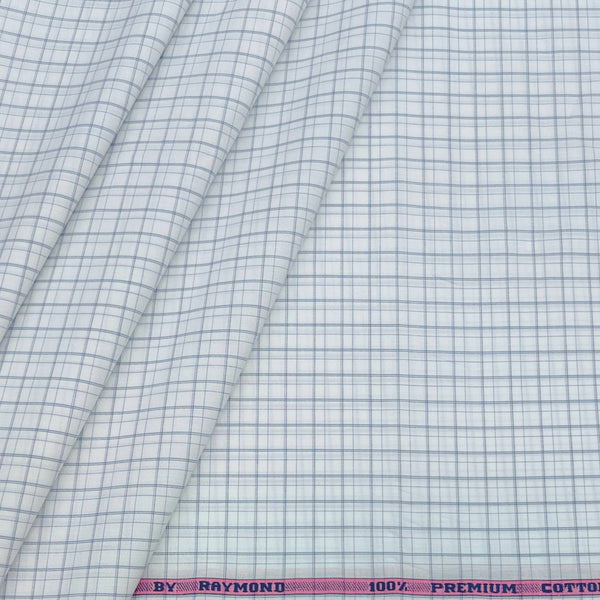 Shirt Fabric Raymond 100% Cotton Check Colour Blue N White