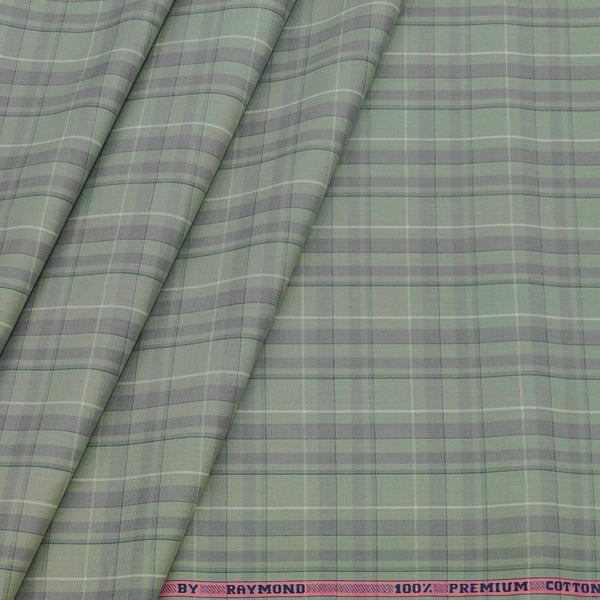 Shirt Fabric Raymond 100% Cotton Check Colour Leave Green
