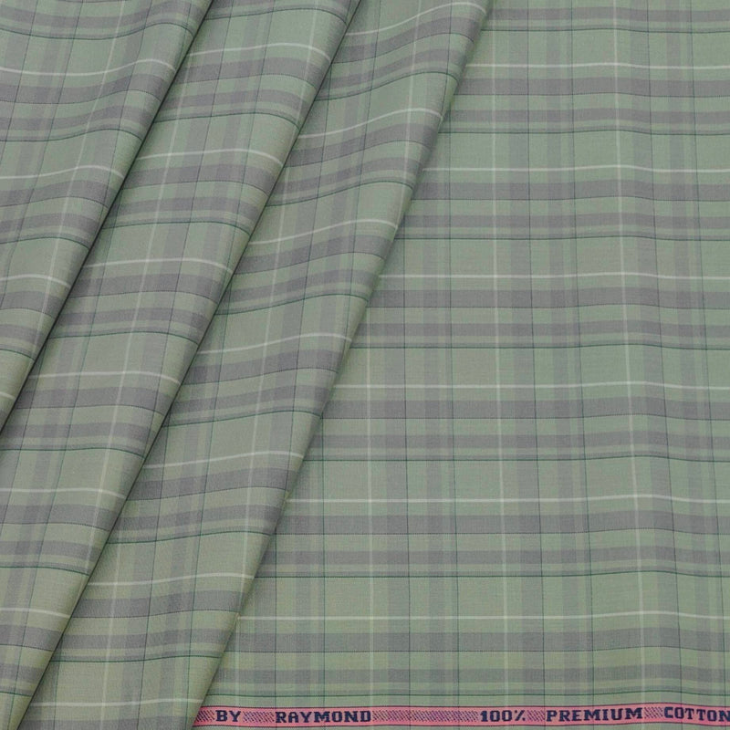 Shirt Fabric Raymond 100% Cotton Check Colour Leave Green