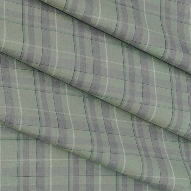 Shirt Fabric Raymond 100% Cotton Check Colour Leave Green