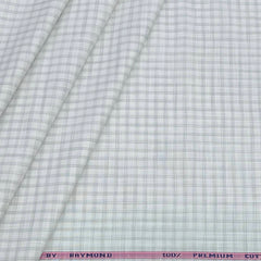 Shirt Fabric Raymond 100% Cotton Check Colour Light Grey N White