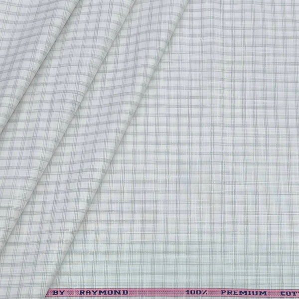Shirt Fabric Raymond 100% Cotton Check Colour Light Grey N White