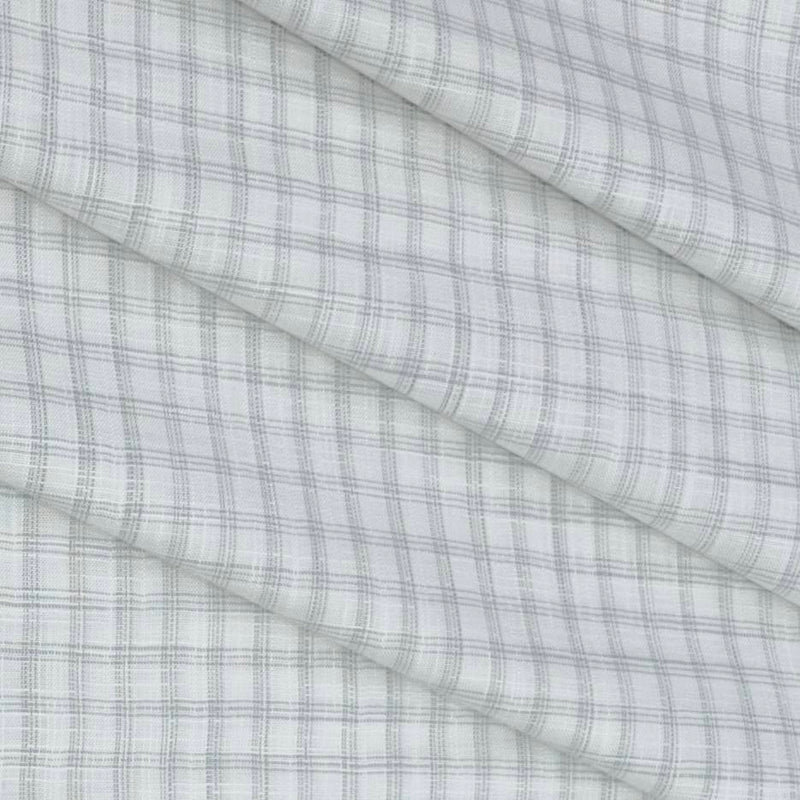 Shirt Fabric Raymond 100% Cotton Check Colour Light Grey N White