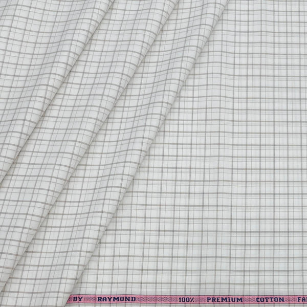 Shirt Fabric Raymond 100% Cotton Mix Check Colour Light Brown N Off White