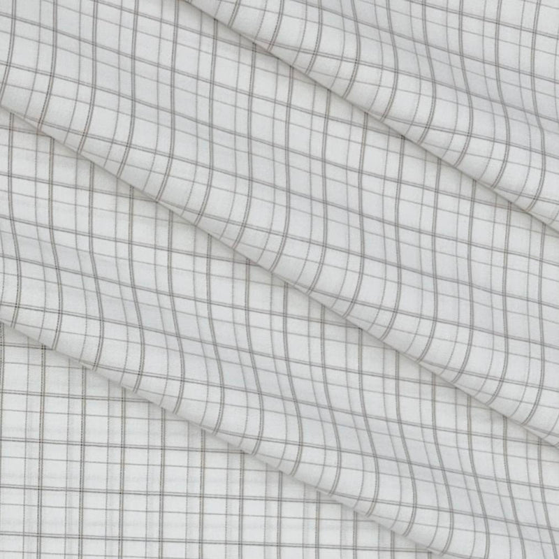 Shirt Fabric Raymond 100% Cotton Mix Check Colour Light Brown N Off White