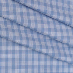 Shirt Fabric Raymond 100% Cotton Check Colour Cobalt Blue N White