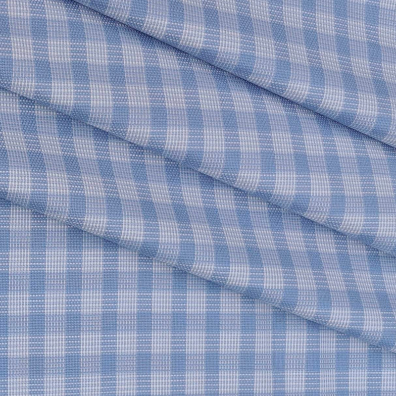 Shirt Fabric Raymond 100% Cotton Check Colour Cobalt Blue N White