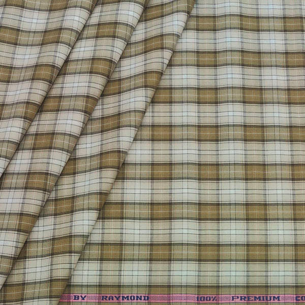 Shirt Fabric Raymond 100% Cotton Mix Check Colour Beige N Brown