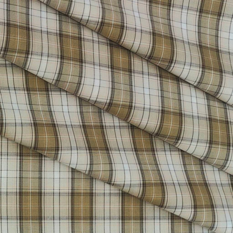 Shirt Fabric Raymond 100% Cotton Mix Check Colour Beige N Brown