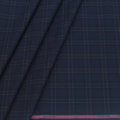 Shirt Fabric Raymond 100% Cotton Broad Check Colour Green N Midnight Blue