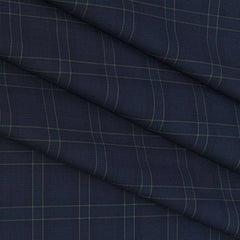 Shirt Fabric Raymond 100% Cotton Broad Check Colour Green N Midnight Blue