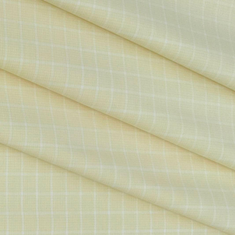 Shirt Fabric Raymond 100% Cotton Check Colour Light Straw Yellow