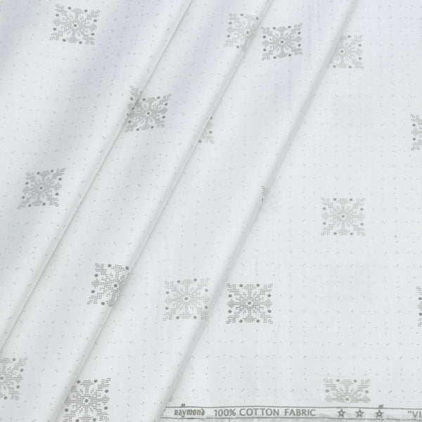 Shirt Fabric Raymond 100% Cotton Printed Colour White