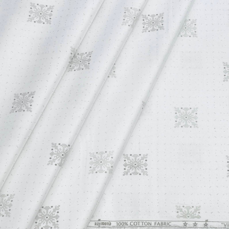 Shirt Fabric Raymond 100% Cotton Printed Colour White