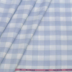 Shirt Fabric Raymond 100% Cotton Check Colour Blue N White