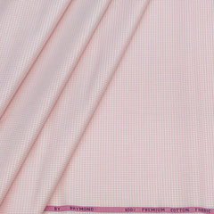 Shirt Fabric Raymond 100% Cotton Pin Check Colour Pink