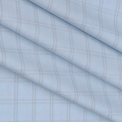 Shirt Fabric Raymond 100% Cotton Broad Check Colour Pigeon Blue