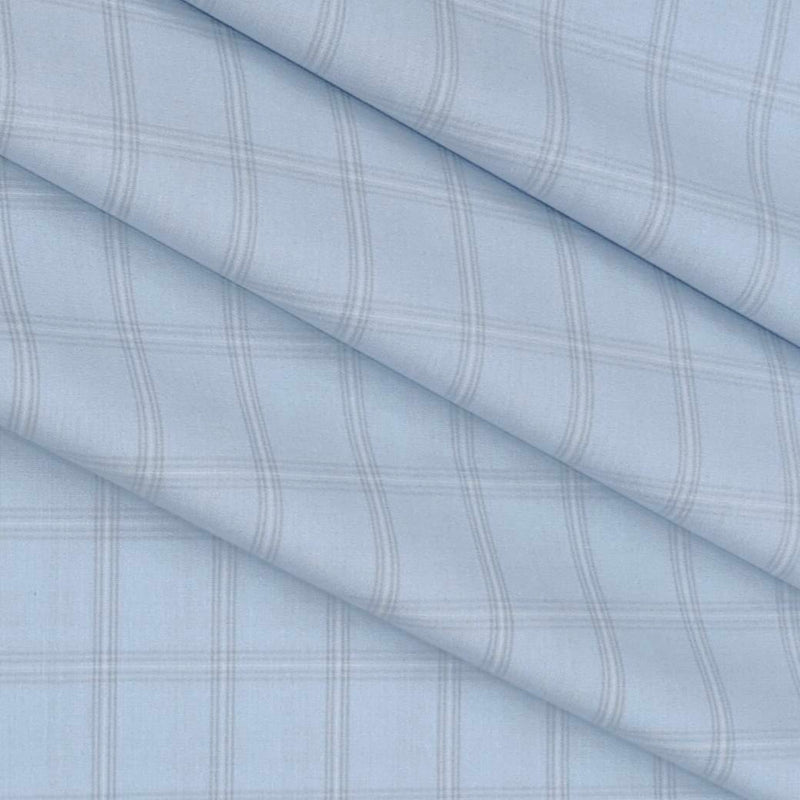 Shirt Fabric Raymond 100% Cotton Broad Check Colour Pigeon Blue
