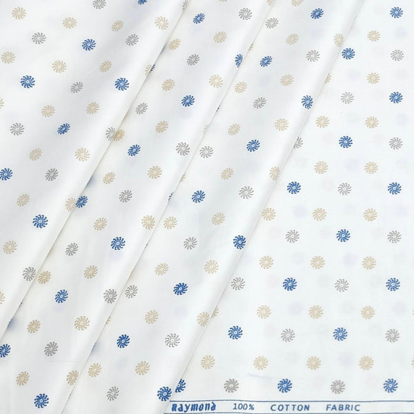 Shirt Fabric Raymond 100% Cotton Printed Colour Blue N White