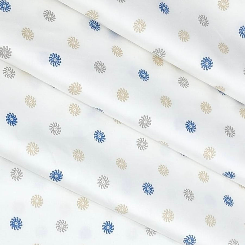 Shirt Fabric Raymond 100% Cotton Printed Colour Blue N White