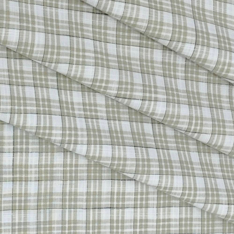 Shirt Fabric Raymond 100% Cotton Check Colour Greenish Brown N Off White