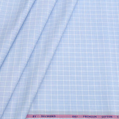Shirt Fabric Raymond 100% Cotton Check Colour Blue N White