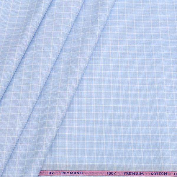 Shirt Fabric Raymond 100% Cotton Check Colour Blue N White