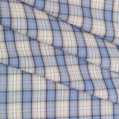Shirt Fabric Raymond 100% Cotton Mix Check Colour Blue N Light Beige