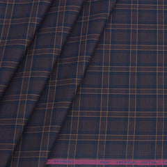 Shirt Fabric Raymond 100% Cotton Broad Check Colour Dark Coffee N Dark Blue