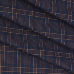 Shirt Fabric Raymond 100% Cotton Broad Check Colour Dark Coffee N Dark Blue