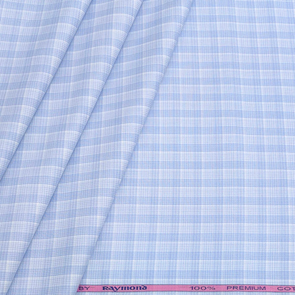 Shirt Fabric Raymond 100% Cotton Check Colour Blue N White