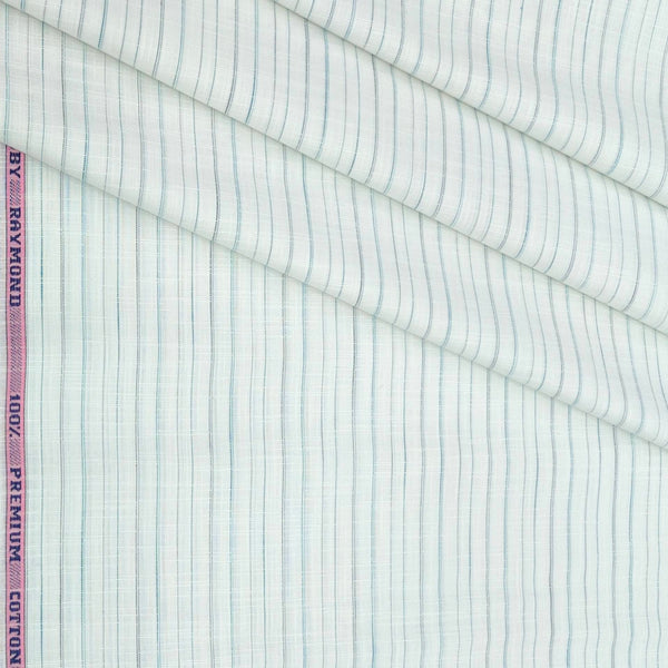 Shirt Fabric Raymond 100% Cotton Lining Colour Firozi N Off White
